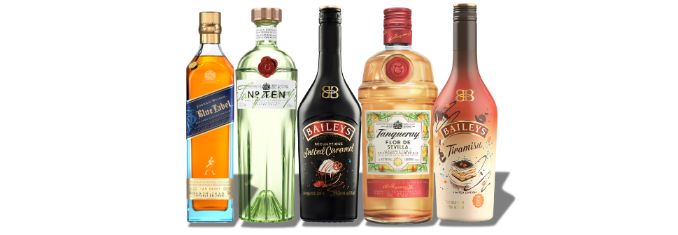 A range of Diageo products